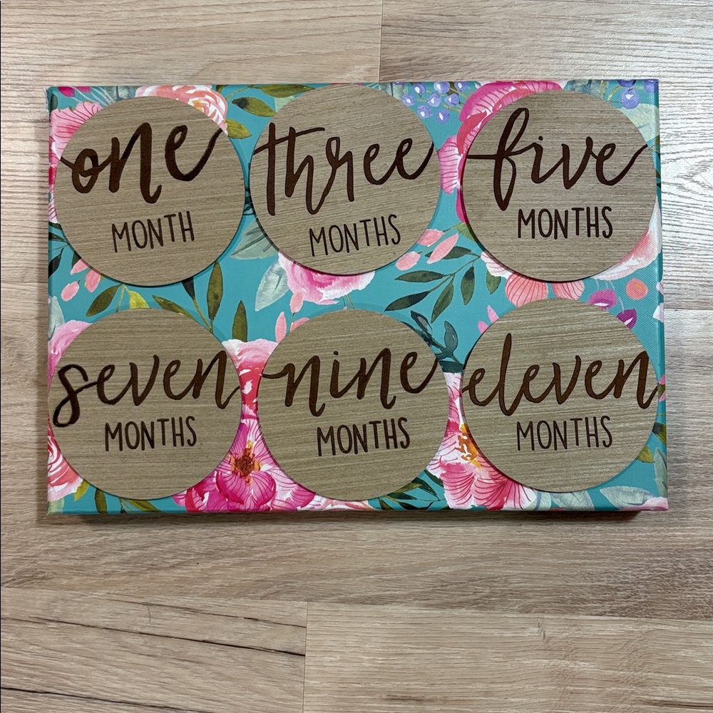 Wooden milestone markers for monthly baby photos
